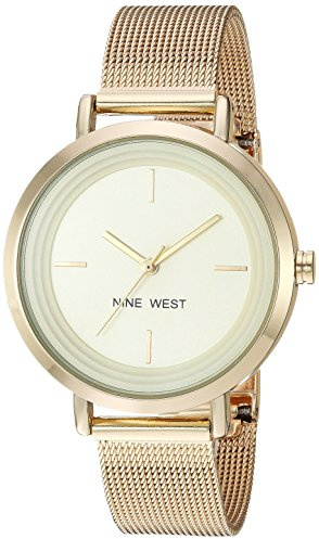 Nine West Women's NW/2146CHGP Gold-Tone Mesh Bracelet Watch