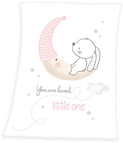 Herding Babydecke, Little Bunny Motiv, 75 x 100 cm, Polyester, Weiß