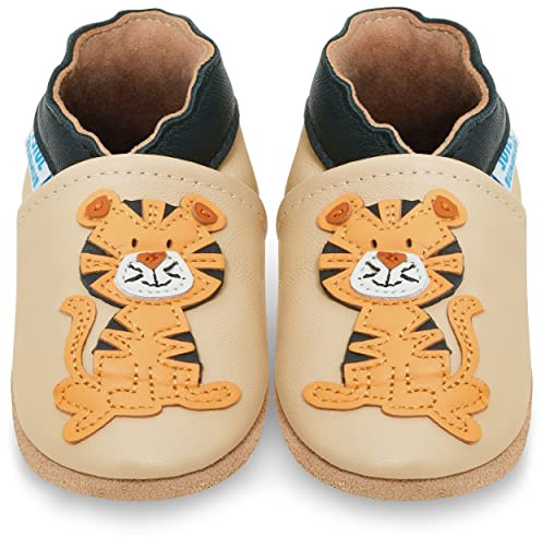 Scarpine Neonato - Scarpe Neonato in Morbida Pelle - Scarpe Bambino Primi Passi - Seduta Tigre - 2-3 Anni