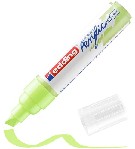 edding 5000 Acrylmarker breit - pastell-grün - 1 Acrylstift wasserfest - breite Keilspitze 5-10 mm - Acryl Farben zum Malen auf Leinwand, Malpapier und Holz - Acrylstifte für Steine