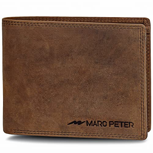 Marc Peter® Bremen Bräune Herren Leder Geldbörse mit RFID-Schutz | Echtleder Geldbeutel Portemonnaie | groß Herrenbörse | Brieftasche