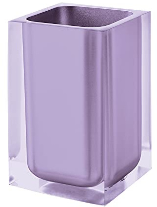 GEDY Auckland Portaspazzolini da Bagno Lilla, Misure e Peso: 11X7,2X7,2 CM & 0,29 kg, Portaspazzolini in Resina Trasparente di Alta qualità, Design R&S Gedy, Fatto a Mano, 2 Anni di Garanzia