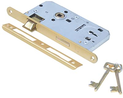 Aqbau® Türschloss Zimmertürschloss 72 / 50mm DIN Links Zimmertürschlösser mit schlüssel, Zimmertür Einsteckschloss Zimmertür Schloss Bunbartschlüssel Schloss zimmertürschlösser