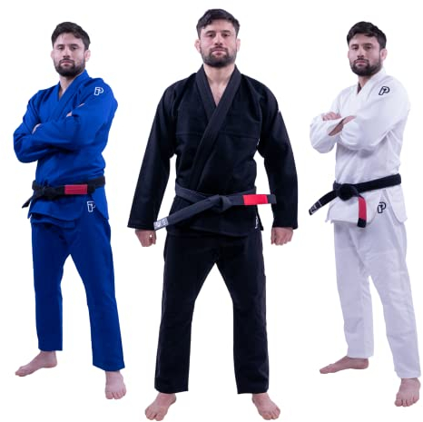Progress Jiu Jitsu Academy Gi | Leichter BJJ Kimono Mit Gratis Weißem Gürtel | Für Damen & Herren | Reißfester Jiu Jitsu Anzug Für Training & Wettkampf | Schwarz, A3L