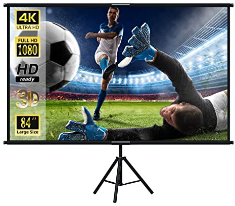 Projector Screen with Stand, Lejiada 84 inch 4K HD with Wrinkle-Free Design, Outdoor Projector Screen for Backyard Movie Night