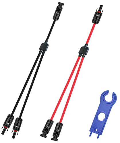 WOODGUILIN Y Solar Steckers,Solarmodul Y Zweig Parallelkabel,1 zu 2 Männlich Weiblich Solar Anschluss Adapter,Mit 10AWG 30A Wasserdicht IP68 40 cm Kabel für Solarpanel. M/FF&F/MM(1 Paar, Y Solar 1-2)