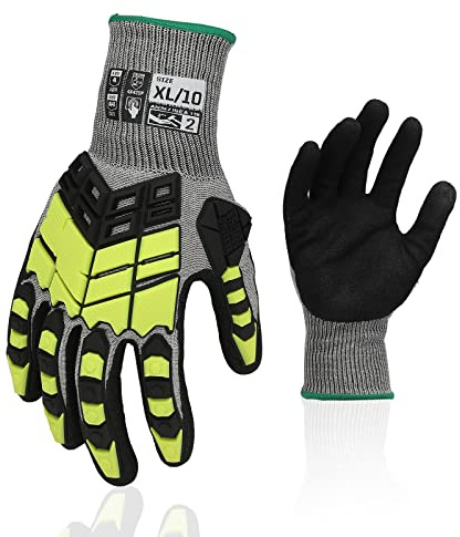 Graloky Safety Work Gloves,Impact Gloves for Men Women,Cut Resistant Non-Slip Heavy Duty Gloves with Nitrile Grip,Touch Screen Glove with Impact Protection for Gardening Mechanic Construction, X-Large