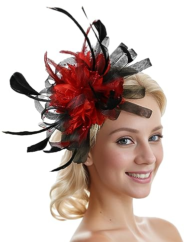 SJTJSPX Fascinator Chapeau Femme Fille Chapeau Bibi Accessoires Cheveux Maille Filet Chapeau Mariage Elegant Voile Bandeau Clip Serre-tête Mariée Chapeaux de Église Tea Party Cocktail Royal Ascot