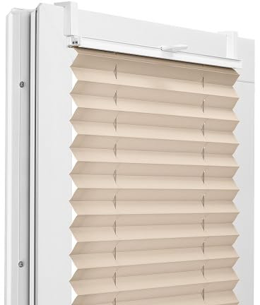 Fenster DEKOR - Plissee Klemmfix ohne Bohren Breite 40 cm x Höhe 200 cm - Fenster Plissees innen Milchkaffee - Faltrollo Blickdicht - Faltrollos einfach zu montieren - Blissett Rollo