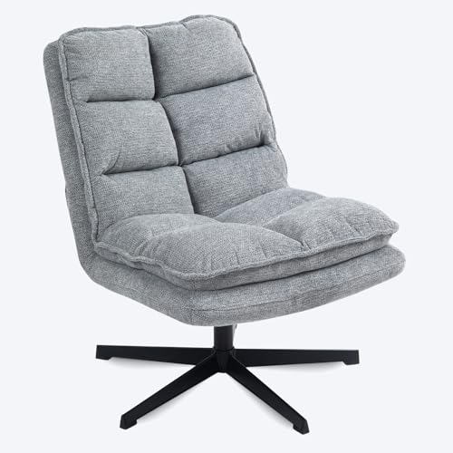 MEUBLE COSY Sessel 360° Drehbar Einzelsofa Faltbar Loungesessel Relaxsessel mit Armlehne Design Drehsessel, Metallbeine, für Wohnzimmer Schlafzimmer, Grau, 65x79.5x85cm