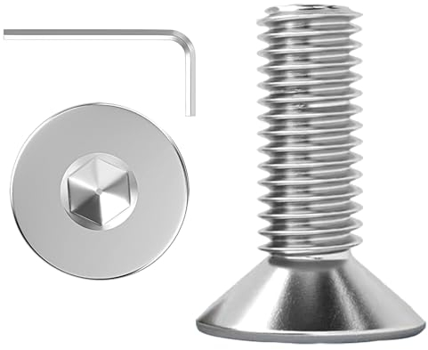 ORTAVA 20 Stück M5 x 12 Schrauben, Senkkopfschrauben, Flachkopfschrauben, Innensechskant Edelstahl A2 V2A Vollgewinde mit Innensechskantschlüsseln