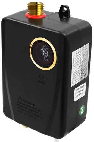 TONFEION Durchlauferhitzer, 5L Warmwasserspeicher, Sichere Heizung Elektrische Durchlauferhitzer, Mini Warmwasserboiler mit Intelligente Steuerung & LED-Anzeige für Dusche/Badezimmer/Küche (Schwarz)