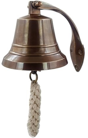The Metal Magician Nautical Hanging Wall Mountable 4 Solid Brass Ship Bell Antique Brass