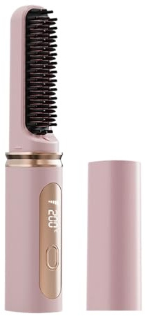 Brosse à lisser | Brosse à lisser sans fil | Peigne à friser | Outils de coiffage pour chauffage rapide à température réglable pour femmes filles maison voyage boucles
