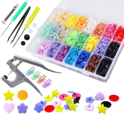 ilauk 460 juegos de botones a presión con alicates, 23 colores, 12 mm, de plástico