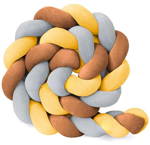 GYCS Cojin Infantil Trenza Almohada De Serpiente De Nudo Alfombra Anticolisión Trenza Cuna Bebe Adecuado Anticolisión para Cama Cojín Protección contra Caídas para,B22,200CM
