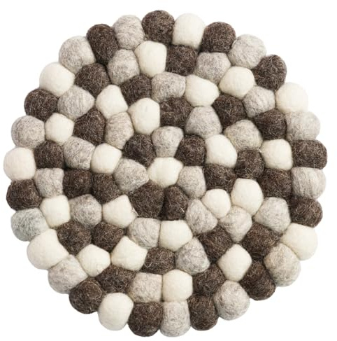 Phantomon Handmade Wool Felt Trivet, 20CM Round Felt Ball Hot Pad, Heat Resistant Pot Holder for Kitchen Dining Table, Handmade Mat