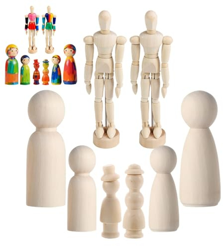 Haniforever Drawing Mannequin,Mini Posable Wooden Figurines Dummy,Art Drawing Figure Model Dolls for Home Office Desk Décor Sketching Painting,Body Action Figure Artists Gifts,8-Pack