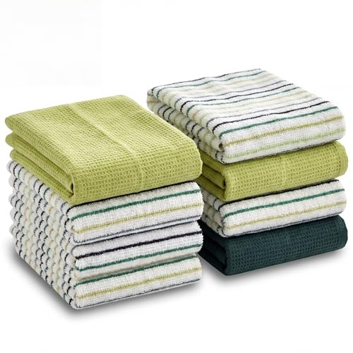 BOSKIMO Paños de Cocina de Algodón con Rizo – Pack de 8 Trapos Cocina Premium Absorbentes y Reutilizables 45x65 cm Aura Green