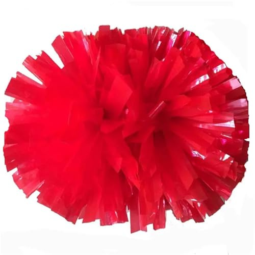 Pompon Per Cheerleader 4 pezzi 32 cm pompon da cheerleading, con manico, anti-scolorimento(Red)