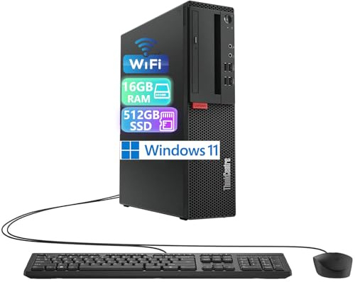 Lenovo ThinkCentre M710s SFF Ordenador de sobremesa, Intel Core i3-6100, 16 GB de RAM, 512 GB de SSD, WiFi, Bluetooth, Teclado Estadounidense, Windows 11 Pro (reacondicionado)