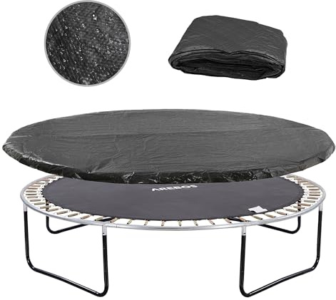 Arebos Bâche de Trampoline Ø 244/305/366/430 cm Noir indéchirable & résistant aux UV Bâche de Protection Contre Les intempéries Protection du Trampoline Couverture de Pluie