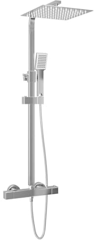 vidaXL Duschset Doppelkopf mit Thermostat Duschsystem Regendusche Handbrause Duscharmatur Kopfbrause Duschstange Duschkopf Dusche Edelstahl