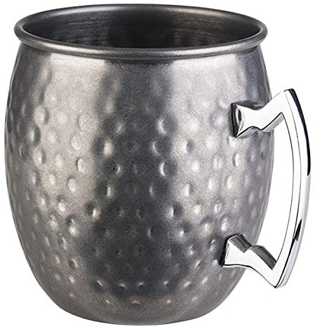 APS 93346 Becher MOSCOW MULE, Ø 9 cm, Höhe 10 cm, 0,5 Liter, Edelstahl, Antik-Edelstahl-Look, gehämmerte Oberfläche