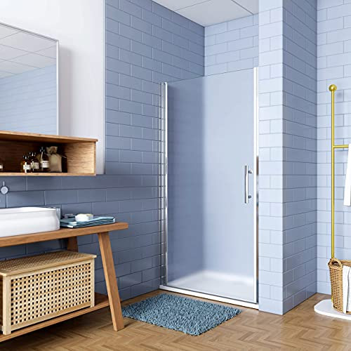 70x195cm Porta Doccia per Nicchia Apertura Battente in Vetro Temperato Satinato Opaco 6 mm Anticalcare Telaio Cromo Lucido (montaggio verso irreversibile)