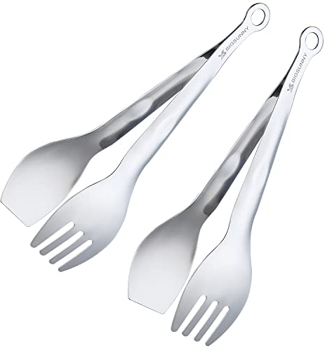 MSY BIGSUNNY 23cm Servierzange, Edelstahl-Metallzange zum Kochen, Grillen, Buffet, 2 Stück, Silber