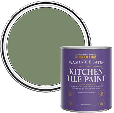 Rust-Oleum abwaschbare Küchenfliesenlack in grün mit Seidenglanz Finish - Buchsbaum 750ML