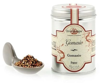 Gomasio japonés de sésamo negro 60 g con sal, ume, bonito y shiso Condimento tostado y umami para arroz, verduras, ramen y pescado