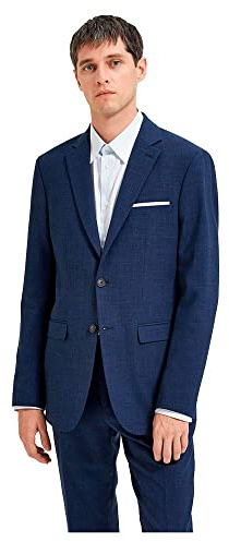 SELECTED HOMME Slhslim-Oasis - Giacca da Uomo in Lino BLZ Noos, Blu Marino Scuro, 58