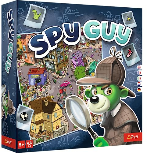 Trefl -Spy Guy-Co-op Detective Game Söker bevis och fånga brottslingen, stor bricka med en stad, familjespel för vuxna och barn från 5 år