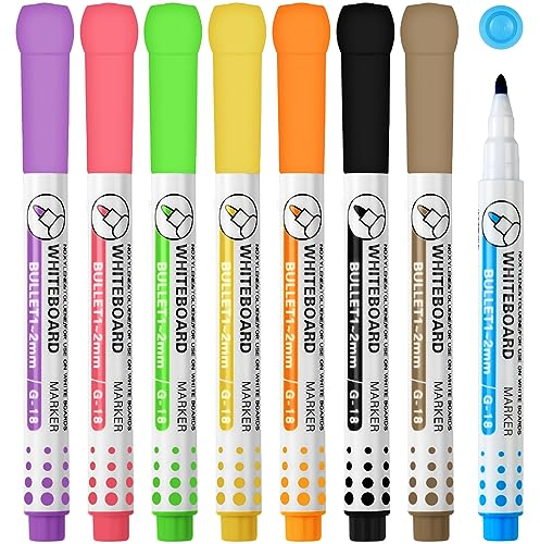 OFFCUP Whiteboard Stifte, 8 Farben Whiteboard Marker, Folienstift Abwischbar, Bunt Fensterstifte non Permanent Marker flüssig Kreidemarker für Fenster & Tafel Glasmalstifte Tafelstift