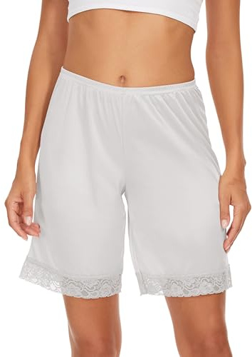 GYS Culotte Slips for Women Lace Pettipants Bloomer Half Slip Shorts for Under Dress Split Skirt, White, XX-Large