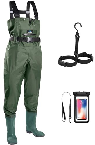 Trudave Chest Waders for Men with Boots, 2-Ply Nylon/PVC Waterproof Fishing & Hunting Waders for Men and Women