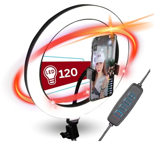 TronicXL Anneau lumineux 10 pouces pour trépied I Ring Light avec support de téléphone portable sans trépied 1/4 adaptateur pour trépied d'appareil photo I pour YouTube Video Streaming Smartphone