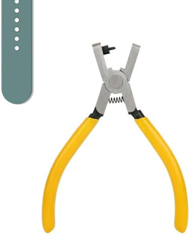 Kovcfon Watch Hole Punch Plier Yellow Diy Strap Hole Punching Plier for Leather Canvas Paper Universal 2.0mm Belt Hole Puncher Tool