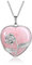 GEHECRST Damen Halskette Edelstein Silber Rose Wrap Herz Anhänger mit Kette Liebe Amulett Segen Schmuck Reiki Steine Halsschmuck (Rosenquarz)