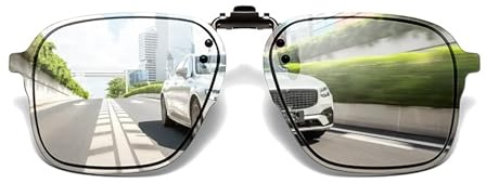 FRAZALA Polarized Clip on Sunglasses over Prescription Glasses UV Protection Anti Glare Flip-up Clip-on Sun Shades Unisex (Silver Mirror Lens/Grey Vision)
