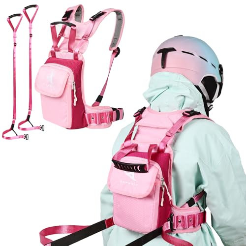 Anewkle Kinder Skigurt Trainer Snowboard Anti-Fall Traktionsgürtel Anfänger Ski Hilfstasche mit Sicherheitsgurt Kinder Ski-Rucksack mit Geschwindigkeitsregelung Geschirr