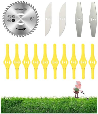 Wrneaoch 15 piezas cortacésped cuchillo, cortacésped con batería recargable, cortador de bordes de césped para herramientas eléctricas al aire libre
