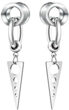 Hoisy Double Flared tunnel med hänge flesh tunnel öra expander piercing smycken för kvinnor män 6 mm – 24 mm, 6mm (2g), Metall, Ingen ädelsten
