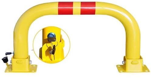 Barriera Parcheggio Barriera per Parcheggio Gialla, Serratura Integrata e 2 Chiavi, Acciaio Ad Alta Resistenza Protezione per Vialetto D'accesso per Garage Esterni Lotti(60cm/23.6in)