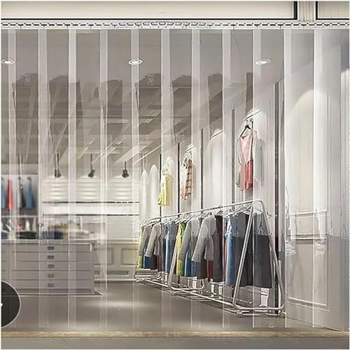 HynJGih Cortina de Tiras de PVC, Cortina de plástico Transparente con Aislamiento térmico for congeladores, fácil de Instalar(1.8X2M)