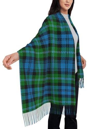 peiyeety Scottish Clan Lyon Tartan PlaidScarf for Women Tartan Soft Cashmere Feel Pashmina Shawl Wraps, Cozy and Lightweight for Daily & Holiday Wear