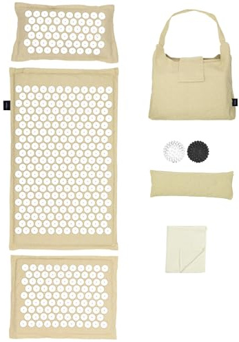 LifeGoods Eco - Esterilla de acupresión con cojín, alfombrilla de acupresión, alfombrilla de acupresión, esterilla de acupuntura, esterilla de masaje, espalda y púas, estera de faquir