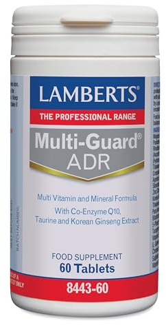 Lamberts Multi-Guard ADR | Multivitamínico con Ginseng Coreano, Rhodiola, CoQ10 y Taurina | Vitaminas y Minerales de Alta Potencia | 60 Tabletas | Calidad Farmacéutica GMP