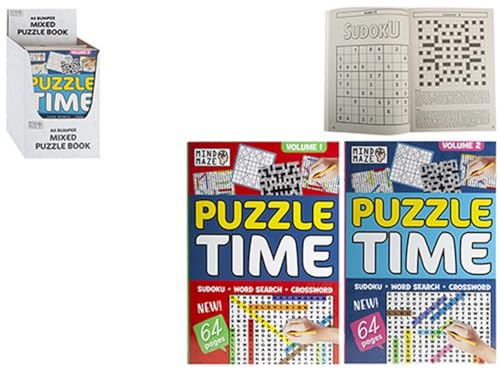 PMS Mind Maze A4 Puzzle Time Books, Crossword Sudoku Wordsearch - Set of 2